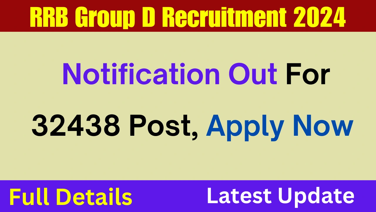 RRB Railway Group D Recruitment 2024 Notification Out For 32438 Post, Apply Now